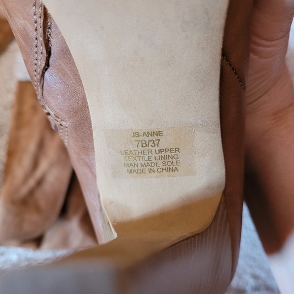 Jessica Simpson  Platform High Heel High Boot Brown Size 7B Leather Outer Anne - Picture 8 of 8